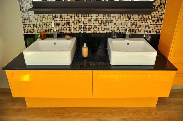 Modern bathroom sink and cabinet — Stock Photo, Image
