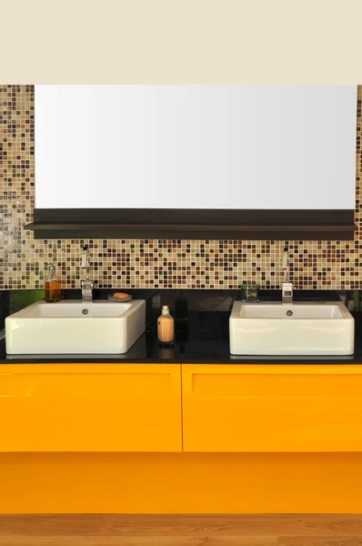 Modern bathroom sink and cabinet — Stock Photo, Image
