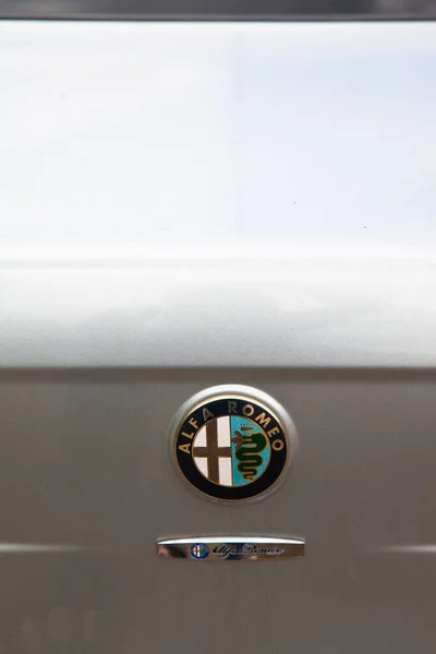 Logotipo Metal Cromado Alfa Romeo Carro Luxo Cidade Istambul Julho — Fotografia de Stock