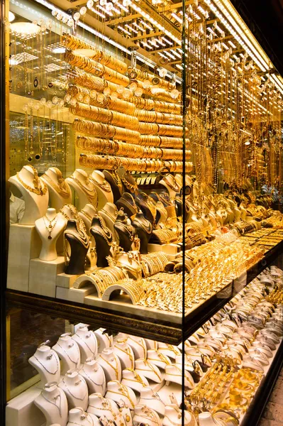 Bracelets Show Window Jewelry Store Gold Jewelry Grand Bazaar Turkish — Stock Photo, Image