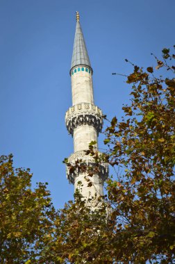 Osmanlı tarzı mimari, camiler ve minareler mavi gökyüzü ve çınar akçaağaç, İstanbul Türkiye