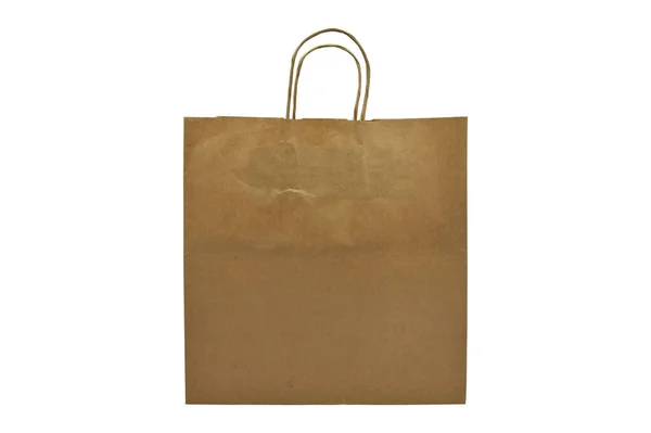 Papier Recyclé Shopping Sac Beige Sur Fond Blanc Produit Naturel — Photo