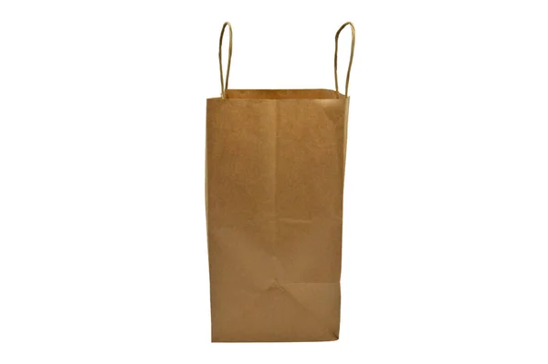 Papier Recyclé Shopping Sac Beige Sur Fond Blanc Produit Naturel — Photo