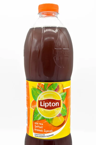 Lipton Ice Tea Brzoskwiniowy Napój Bezalkoholowy Izolowany Białym Tle Stambuł — Zdjęcie stockowe