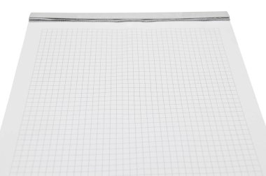 Damalı çizgiler temiz beyaz sayfa kağıdı, not defteri not defteri, beyaz arkaplan üzerinde izole