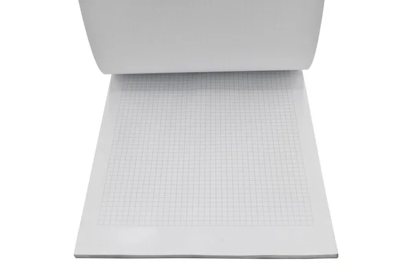 Καρό Ρίγες Καθαρό Λευκό Χαρτί Σελίδα Σημειωματάριο Σημειωματάριο Σημειωματάριο Απομονώνονται — Φωτογραφία Αρχείου