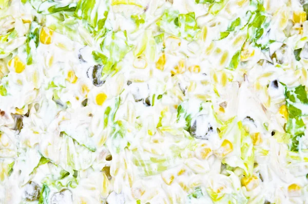 Salada Alface Milho Maionese Fresca Saudável Close Shot — Fotografia de Stock