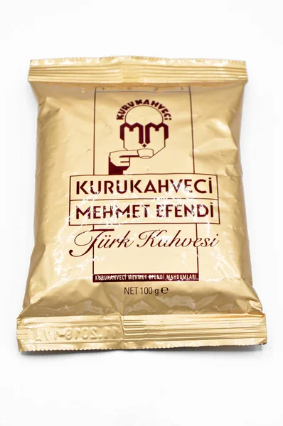 Καλύτερος Έμπορος Ξηρών Καφέ Της Τουρκίας Kurukahveci Mehmet Efendi Συσκευασμένος — Φωτογραφία Αρχείου