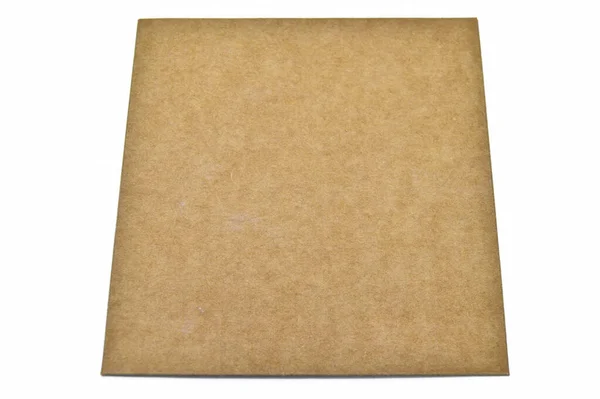 Dettaglio Quadrato Cartone Marrone Beige Isolato Sfondo Bianco — Foto Stock