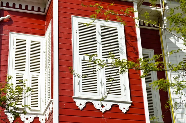 Princes Islands Buyukada Istanbul Turkey Old Wooden Red White Houses — Stock Photo, Image