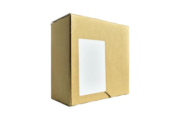 Closed Beige Rectangular Cardboard Box Corrugated Cardboard Lid Isolated White — Stock Photo, Image