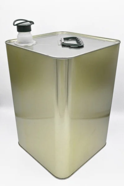 Blank Metal Rectangular Olive Oil Tin Can Mockup Metal Liquid — Stock Photo, Image