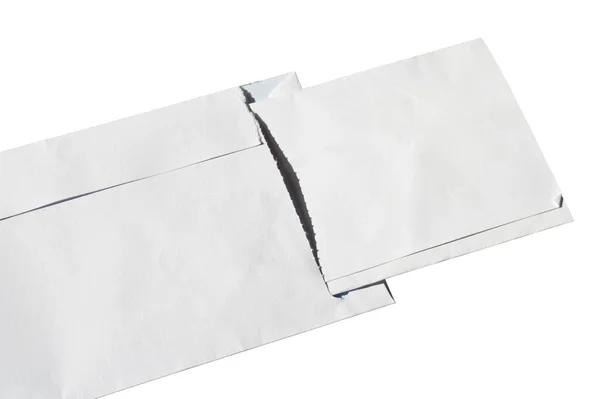 Papel Blanco Correo Abierto Sobre Rectángulo Sobre Fondo Blanco Puede —  Fotos de Stock