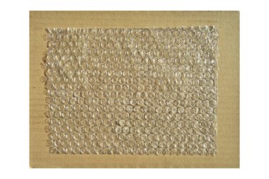 Oluklu karton kağıt üzerinde plastik hava kabarcığı koruma folyo sarma dokusu, hava kabarcığı dokusu