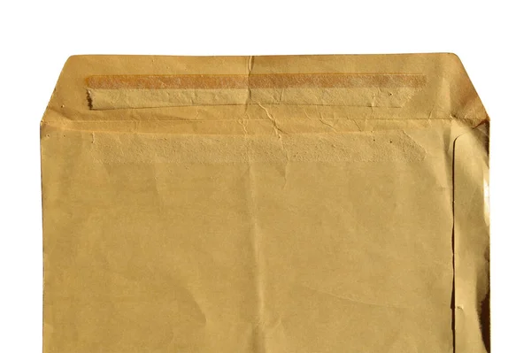 Bruin Beige Kartonnen Enveloppe Een Witte Achtergrond Kan Gebruikt Worden — Stockfoto