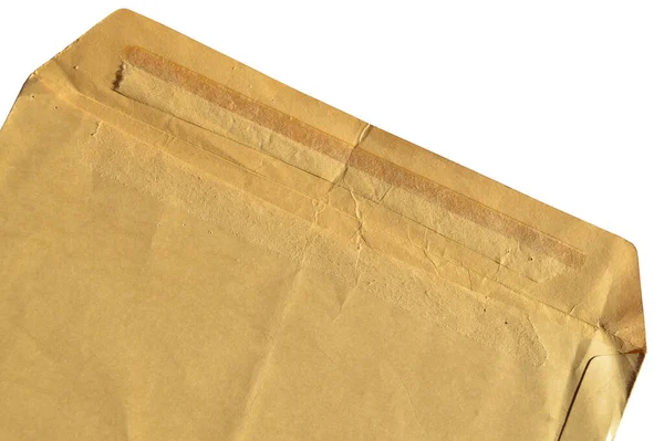 棕色和米黄色的纸板纸信封 白色背景 可用于公司往来公文 — 图库照片