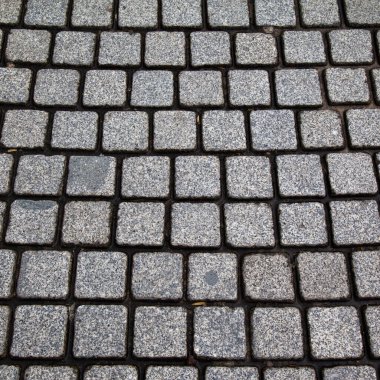 Gri granit kare kaldırım taşı, fayanslı granit taş. Kusursuz, fayanssız taş.