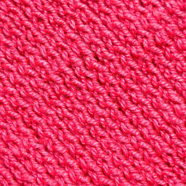 Vzor Tkaniny Vlny Ručně Pletené Tkaniny Růžová Červená Vlna Pozadí — Stock fotografie