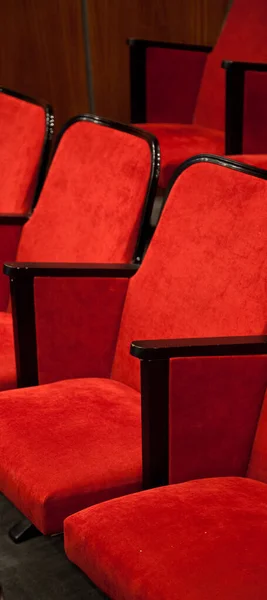 Sala Cinema Moderno Assentos Confortáveis Vazios Vermelhos Assentos Cinema Cadeira — Fotografia de Stock