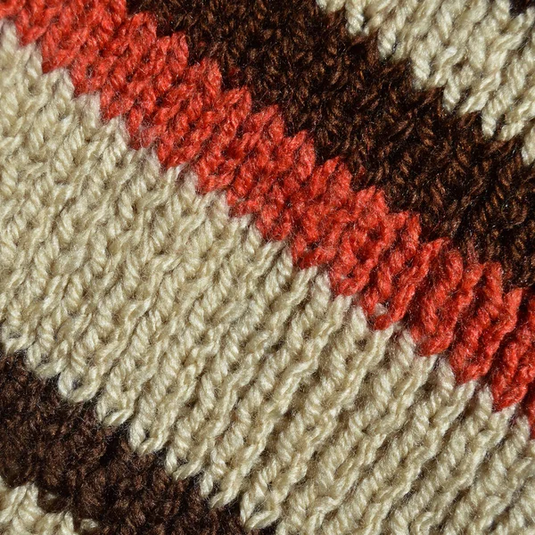 ウールで作られたパターン生地 手編みのニット生地の色ウールの背景テクスチャ — ストック写真