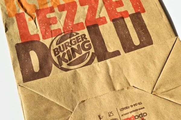 Papieren Zakken Gebruikt Burger King Restaurants Turkije Burger King Recycleerbare — Stockfoto