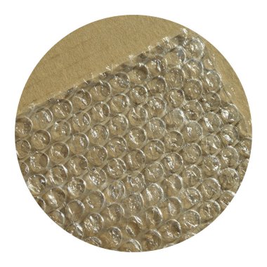 Oluklu karton kağıt üzerinde plastik hava kabarcığı koruma folyo sarma dokusu, hava kabarcığı dokusu