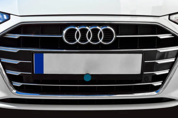 Logo Metal Cromado Audi Coche Lujo Ciudad Estambul Noviembre 2021 — Foto de Stock