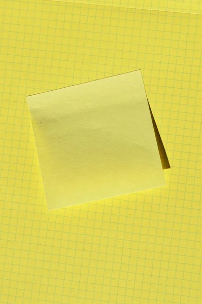 Cuaderno Limpio Amarillo Papel Forrado Cuadros Papel Nota Adhesivo Amarillo — Foto de Stock
