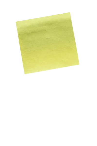Blank Unlined Square Sticky Yellow Note Paper Isolated White Background — Foto Stock