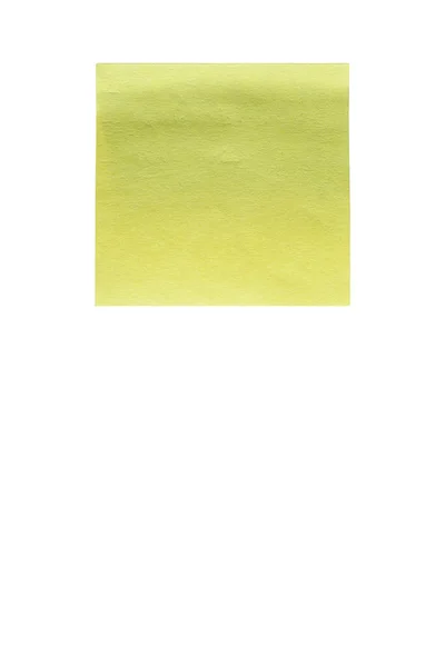 Blank Unlined Square Sticky Yellow Note Paper Isolated White Background — Foto Stock