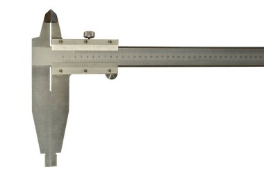 Kesin ölçümler için paslanmaz çelikten yapılmış analog vernier calliper.