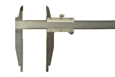 Kesin ölçümler için paslanmaz çelikten yapılmış analog vernier calliper.