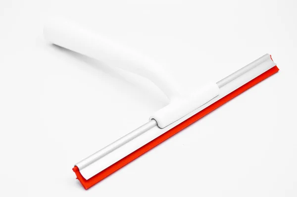 Squeegee Czerwonym Silikonowym Końcówką Stosowaną Jako Sprzęt Czyszczący Izolowany Białym — Zdjęcie stockowe