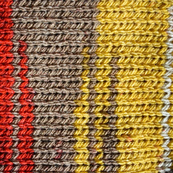 Vzor Tkaniny Vlny Ručně Pletené Tkaniny Oranžová Žlutá Vlna Pozadí — Stock fotografie