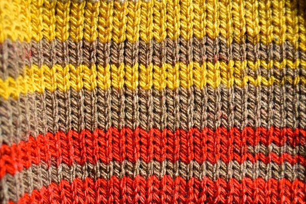 Pattern Fabric Made Wool Handmade Knitted Fabric Orange Yellow Wool — Stock Photo, Image