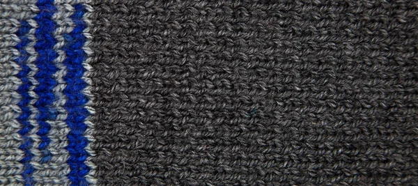 Pattern Fabric Made Wool Handmade Knitted Fabric Grey Blue Wool — Stock Photo, Image