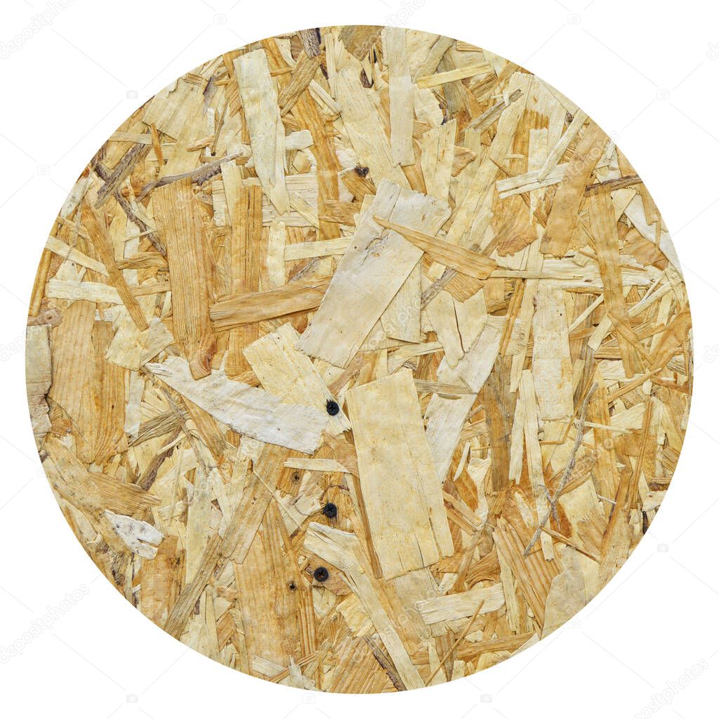 Texture of OSB panel board made of wood shavings, old pressed wood planks, can be used as a background
