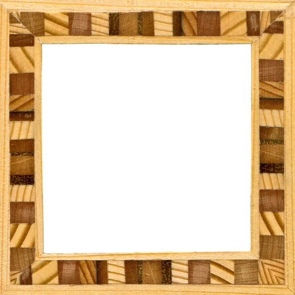 Holzintarsien Rahmen Holzrahmen Aus Einer Kombination Verschiedener Hölzer Isoliert Auf — Stockfoto