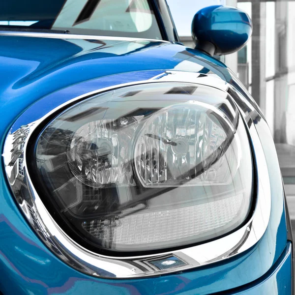 Detail Der Auto Scheinwerfer Lampe Blau Modern Ein Luxus Auto — Stockfoto