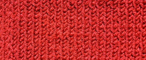 Patronen Gemaakt Van Wol Handgemaakte Gebreide Stof Rode Wol Achtergrond — Stockfoto