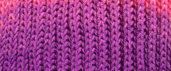 Pattern Fabric Made Wool Handmade Knitted Fabric Purple Pink Wool — Stock Photo, Image