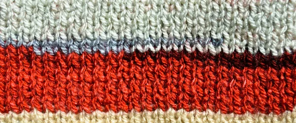 Pattern Fabric Made Wool Handmade Knitted Fabric Red White Wool — Stock Photo, Image