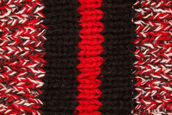 Gyapjúból Készült Mintás Szövet Kézzel Készített Kötött Szövet Piros Fekete — Stock Fotó