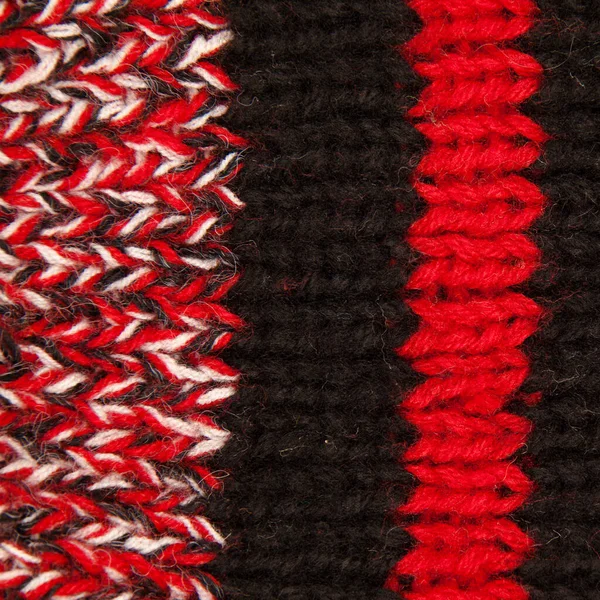 Vzor Tkaniny Vlny Ručně Pletené Tkaniny Červená Černá Vlna Pozadí — Stock fotografie