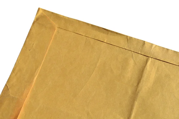 Bruin Beige Kartonnen Enveloppe Een Witte Achtergrond Kan Gebruikt Worden — Stockfoto