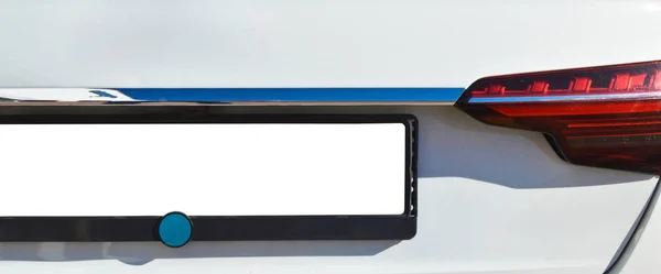 Detail Reflektorů Automobilů Bílá Moderní Luxusní Auto Ocas Červená Lampa — Stock fotografie