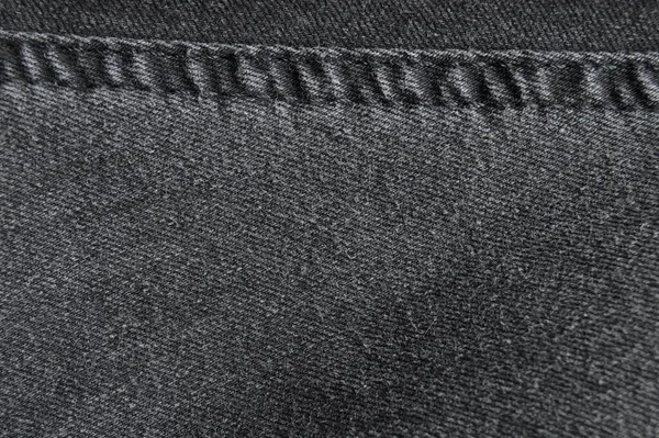 Costura Preto Denim Algodão Jeans Tecido Textura Fundo Papel Parede — Fotografia de Stock