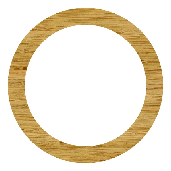 木製の竹の丸枠 異なる木の組み合わせで作られた木製の竹のフレームは 白い背景に隔離された — ストック写真