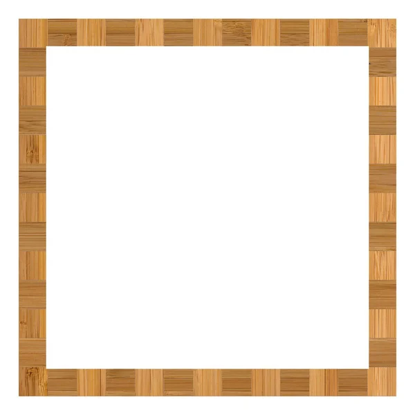 木制竹子正方形框架 木制竹子框架 由不同的木材组合制成 独立于白色背景 — 图库照片