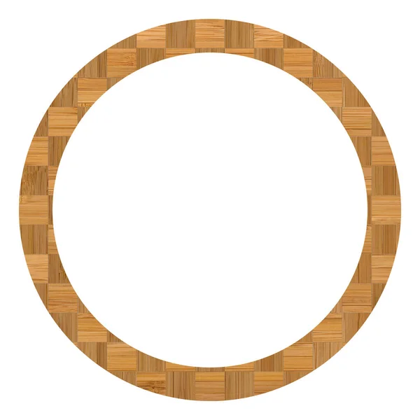 木制竹子圆形框架 木制竹子框架 由不同的木材组合制成 独立于白色背景 — 图库照片